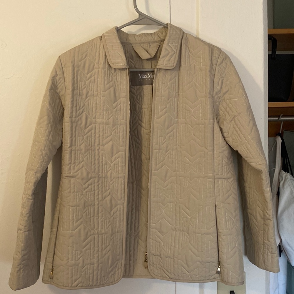 MaxMara Rainwear Tan/Beige Monogram Jacket US4